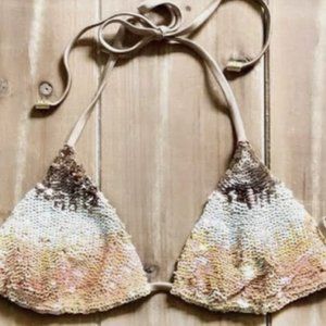 NWT Beach Bunny Sequin Nude Top & Bottom